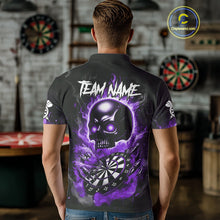 Load image into Gallery viewer, Custom Fire Flame Dartboard Lightning Purple Skull Dart Men Polo Jerseys Dart Team Shirt NYN1675