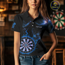 Load image into Gallery viewer, Custom Blue Smokes Butterfly Flame Dartboard Dart Women Polo Jerseys Dart Team Shirt NYN1677