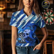Load image into Gallery viewer, White And Blue Cobra Skull Dartboard Custom Women Darts Polo Shirt Grunge Dart Jerseys NYN1929