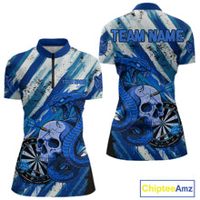 Load image into Gallery viewer, White And Blue Cobra Skull Dartboard Custom Women Darts Quarter-Zip Shirt Grunge Dart Jerseys NYN1929