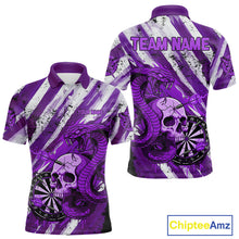 Load image into Gallery viewer, White And Purple Cobra Skull Dartboard Custom Men Darts Polo Shirt Grunge Dart Jerseys NYN1931