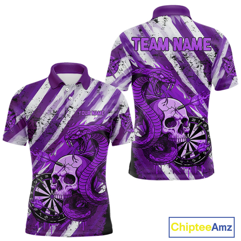 White And Purple Cobra Skull Dartboard Custom Men Darts Polo Shirt Grunge Dart Jerseys NYN1931