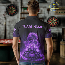 Load image into Gallery viewer, Custom Purple Galaxy Dragon Skulls Dartboard Men Darts Polo Shirt Dart Team Jerseys NYN1932