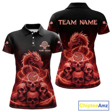 Load image into Gallery viewer, Custom Red Galaxy Dragon Skulls Dartboard Women Darts Polo Shirt Dart Team Jerseys NYN1933