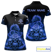 Load image into Gallery viewer, Custom Blue Galaxy Dragon Skulls Dartboard Women Darts Polo Shirt Dart Team Jerseys NYN1934