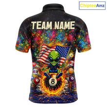 Load image into Gallery viewer, Colorful Splatter Funny Alien Fire 8 Ball Men Billiards Shirt Personalized Pool Balls Billiard Attire NYN2687