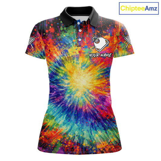 Colorful Tie-Dye Funny Eagle 8 Ball Women Billiards Shirt Personalized Pool Balls Billiard Attire NYN2689