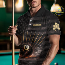 Load image into Gallery viewer, American Flag Cracked Ball 8 Billiards Pool Sticks Shirt For Men Custom Grunge Billiard Balls Attire NYN2691