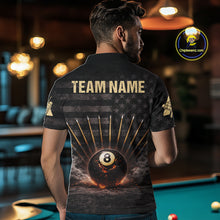 Load image into Gallery viewer, American Flag Cracked Ball 8 Billiards Pool Sticks Shirt For Men Custom Grunge Billiard Balls Attire NYN2691