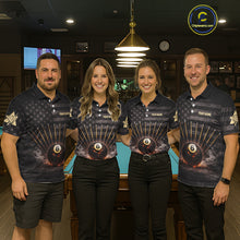 Load image into Gallery viewer, American Flag Cracked Ball 8 Billiards Pool Sticks Shirt For Men Custom Grunge Billiard Balls Attire NYN2691
