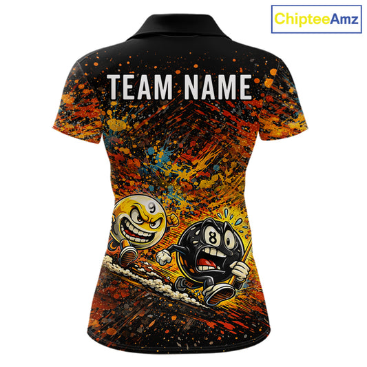 Colorful Splatter Funny Billiard Ball 9 & 8 Ball Pool Shirt For Women Personalized Billiard Team Names NYN2693