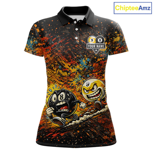 Colorful Splatter Funny Billiard Ball 9 & 8 Ball Pool Shirt For Women Personalized Billiard Team Names NYN2693