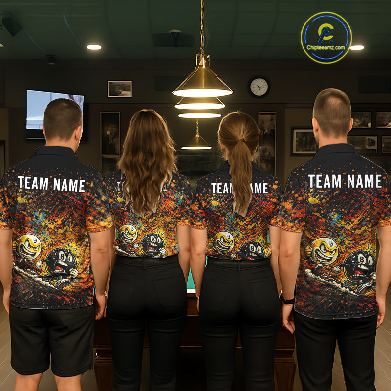 Colorful Splatter Funny Billiard Ball 9 & 8 Ball Pool Shirt For Men Personalized Billiard Team Names NYN2693