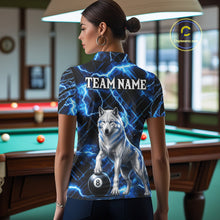 Load image into Gallery viewer, Custom Funny Wolf 8 Ball Billiard Shirt For Women Thunder Lightning Billiard Pool Team Jersey | Blue NYN3222