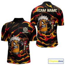 Load image into Gallery viewer, Angry Beer Cowboy men's quarter zip dart jersey custom grunge dart uniform, personalized dart apparel, competitive dart shirt