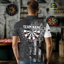 Load image into Gallery viewer, US Flag Grunge Star Dartboard Men's Darts Polo Shirt - Custom Name For Players NYN0756