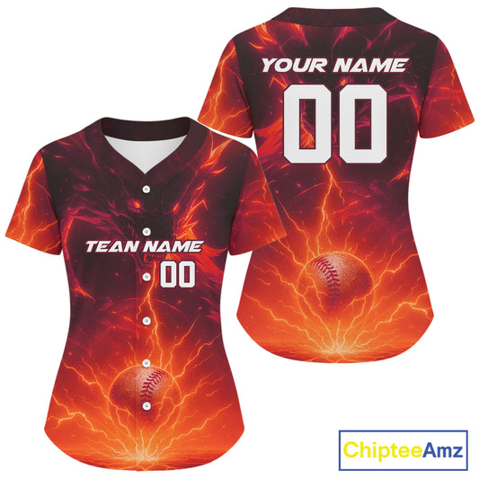 Red Custom Lightning Dragon Baseball Ball Jerseys For Women Youth Baseball Team Shirts NYN1075
