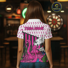 Load image into Gallery viewer, Custom Pink Ribbon Flamingo Dart Polo Shirt For Women Breast Cancer Awareness Dart Jerseys NYN1415