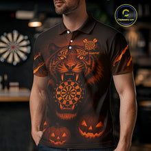 Load image into Gallery viewer, Custom Pumpkin Tiger Horror Halloween Dart Polo Shirt For Men Dart Tournament Jerseys NYN1421