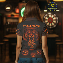 Load image into Gallery viewer, Custom Pumpkin Tiger Horror Halloween Dart Polo Shirt For Women Dart Tournament Jerseys NYN1421
