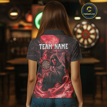 Load image into Gallery viewer, Custom Red Grim Reaper Fire Flames Dart Women Polo Jerseys Outfits Skull Dart Shirt NYN1682