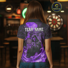 Load image into Gallery viewer, Custom Purple Grim Reaper Fire Flames Dart Women Polo Jerseys Outfits Skull Dart Shirt NYN1683