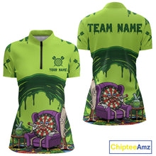 Load image into Gallery viewer, Funny Smoking Dartboard Green Dripping Custom Women Darts Quarter-Zip Shirt Dart Jerseys NYN1941