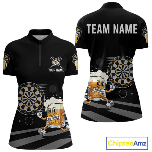 Beer Runner & Plays Darts Custom Funny Darts Quarter-Zip  Shirt For Women Dart Jerseys NYN1950