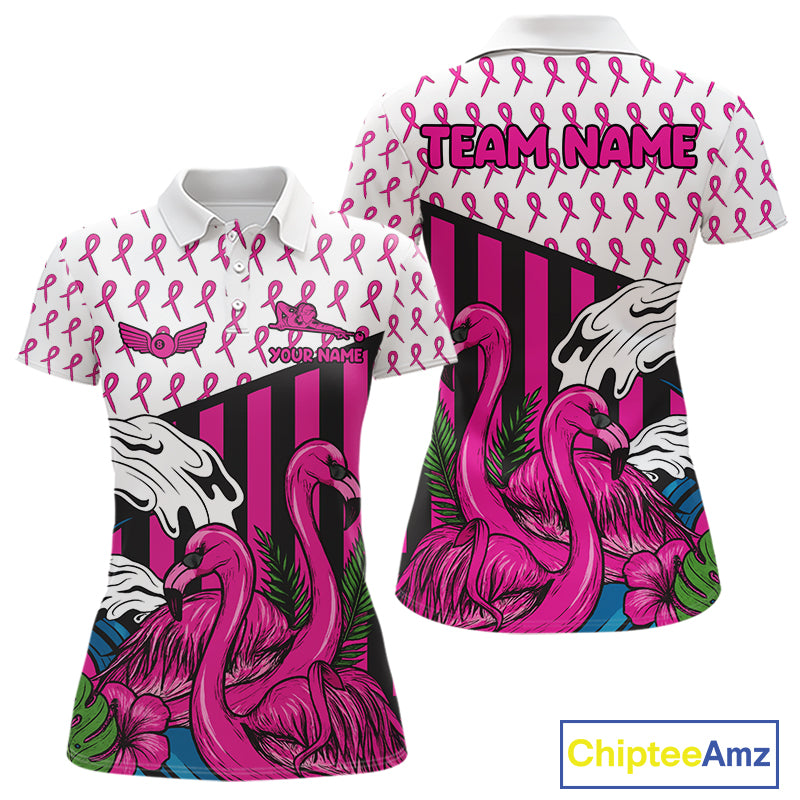 Custom Breast Cancer Awareness Pool Ball Women's Billiard Shirt Funny Flamingo Billiard Attire NYN2504