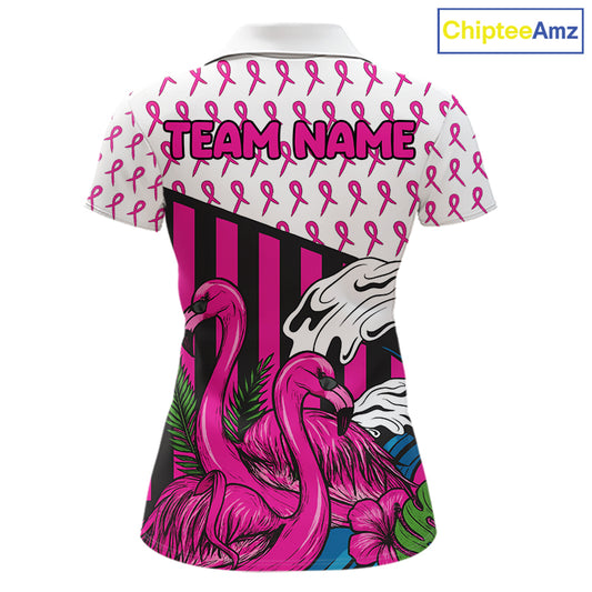 Custom Breast Cancer Awareness Pool Ball Women's Billiard Shirt Funny Flamingo Billiard Attire NYN2504