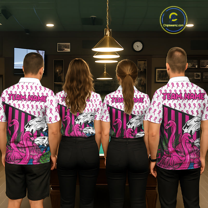 Custom Breast Cancer Awareness Pool Ball Women's Billiard Shirt Funny Flamingo Billiard Attire NYN2504