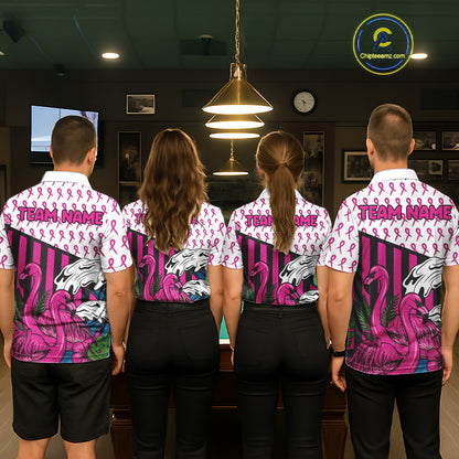 Custom Breast Cancer Awareness Pool Ball Women's Billiard Shirt Funny Flamingo Billiard Attire NYN2504