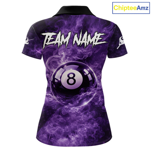 Thunder Purple Smokes Grim Reaper Ball 8 Billiards Pool Shirt For Women Personalized Billiard Team Names NYN2695