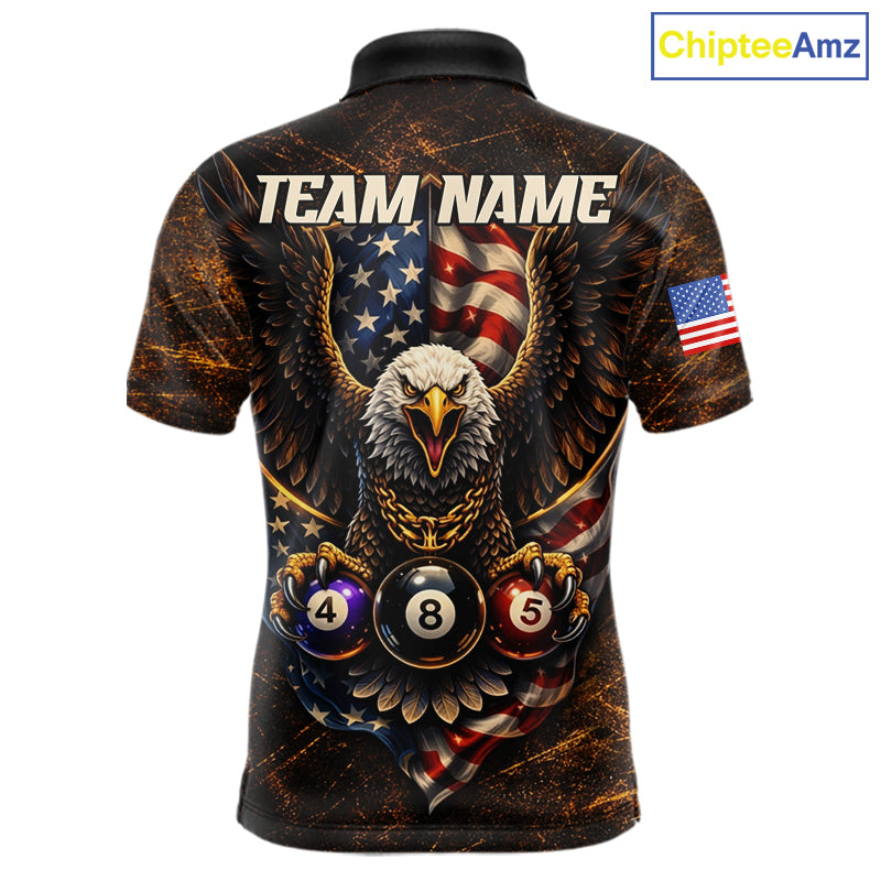 Eagle Retro Grunge American Flag Ball 8 Billiards Pool Shirt For Men Personalized Billiard Team Names NYN2696