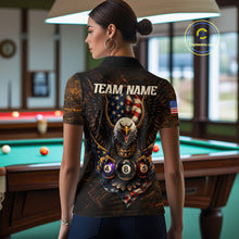 Load image into Gallery viewer, Eagle Retro Grunge American Flag Ball 8 Billiards Pool Shirt For Women Personalized Billiard Team Names NYN2696