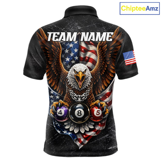 Eagle Grey Grunge American Flag Ball 8 Billiards Pool Shirt For Men Personalized Billiard Team Names NYN2697