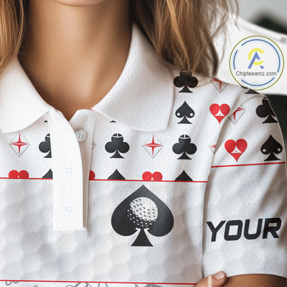 Poker Womens Golf Polo Shirt Personalized Name Funny Golf Top For Team Golfer Gift For Ladies NYN2850