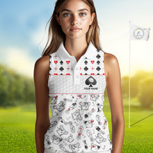 Load image into Gallery viewer, Poker Womens Golf Sleeveless Polo Shirt Personalized Name Funny Golf Top For Team Golfer Gift For Ladies NYN2850
