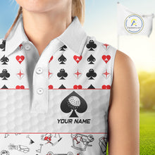 Load image into Gallery viewer, Poker Womens Golf Sleeveless Polo Shirt Personalized Name Funny Golf Top For Team Golfer Gift For Ladies NYN2850