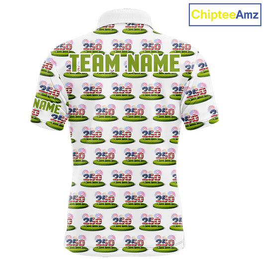 American Flag Grass Mens Golf Polo Shirt Patriotic USA Golf Shirts, Golf Gift NYN2853