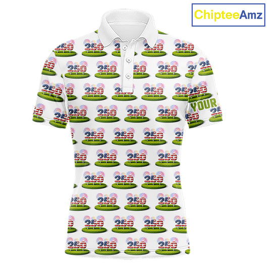 American Flag Grass Mens Golf Polo Shirt Patriotic USA Golf Shirts, Golf Gift NYN2853