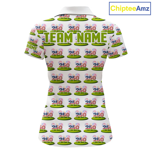 American Flag Grass Womens Golf Polo Shirt Patriotic USA Golf Shirts, Golf Gift NYN2853
