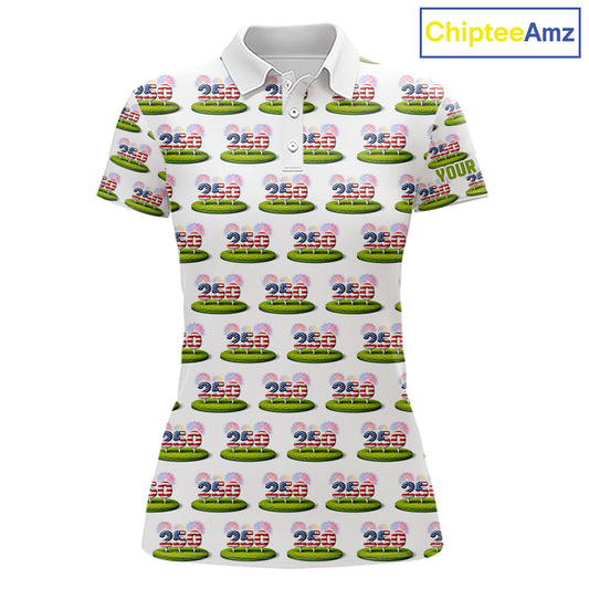 American Flag Grass Womens Golf Polo Shirt Patriotic USA Golf Shirts, Golf Gift NYN2853