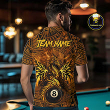 Load image into Gallery viewer, Black And Yellow Tribal Pattern Billiard Phoenix Jersey For Men Billiard 8 Ball Pool Team Shirts NYN2861