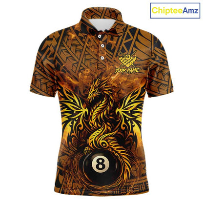 Black And Yellow Tribal Pattern Billiard Phoenix Jersey For Men Billiard 8 Ball Pool Team Shirts NYN2861