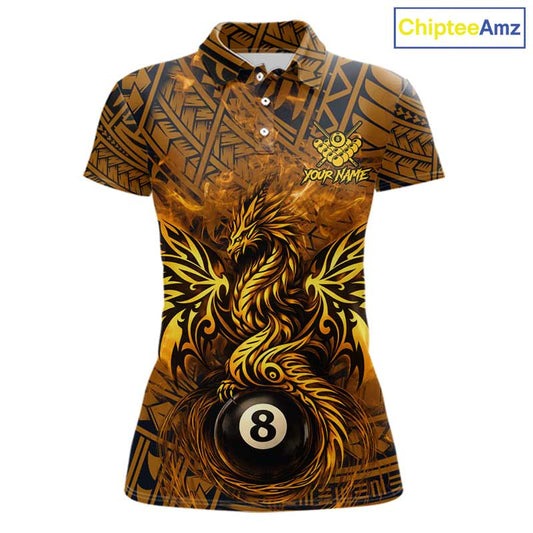 Black And Yellow Tribal Pattern Billiard Phoenix Jersey For Women Billiard 8 Ball Pool Team Shirts NYN2861