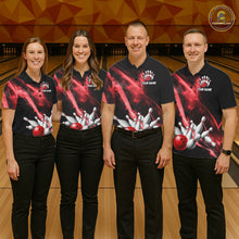 Load image into Gallery viewer, Red Smoking Bowling Polo &amp; 1/4-Zip Shirt For Men Custom Funny Eagle Team Bowling Jersey NYN3239