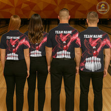 Load image into Gallery viewer, Red Smoking Bowling Polo &amp; 1/4-Zip Shirt For Men Custom Funny Eagle Team Bowling Jersey NYN3239