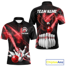 Load image into Gallery viewer, Red Smoking Bowling Polo &amp; 1/4-Zip Shirt For Men Custom Funny Eagle Team Bowling Jersey NYN3239