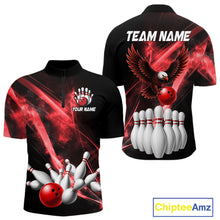 Load image into Gallery viewer, Red Smoking Bowling Polo &amp; 1/4-Zip Shirt For Men Custom Funny Eagle Team Bowling Jersey NYN3239